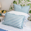 Ruffle Stripe Cushion Cover - Blue Lumbar