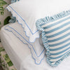 Ruffle Stripe Cushion Cover - Blue Lumbar