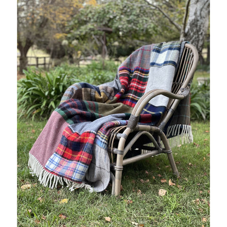 Pre-Order Tartan & Tweed Patchwork Throw Earthy Colours