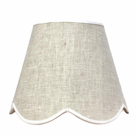 Scalloped Lampshade - Natural Linen with Trim