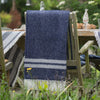Pre- Order Bespoke Fishbone Throw Rug - Navy with White Stripe