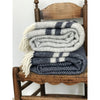 Pre- Order Bespoke Fishbone Throw Rug - Navy with White Stripe