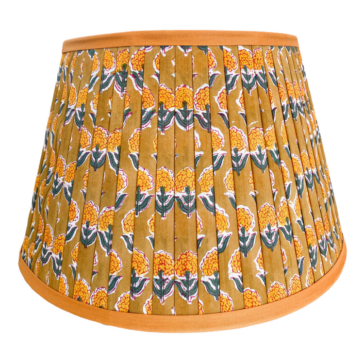Gathered Lampshade - Mustard Floral