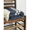 Pre- Order Bespoke Fishbone Throw Rug - Navy with White Stripe