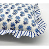 Blue Fleurs & Stripe - Frilled Cushion Cover