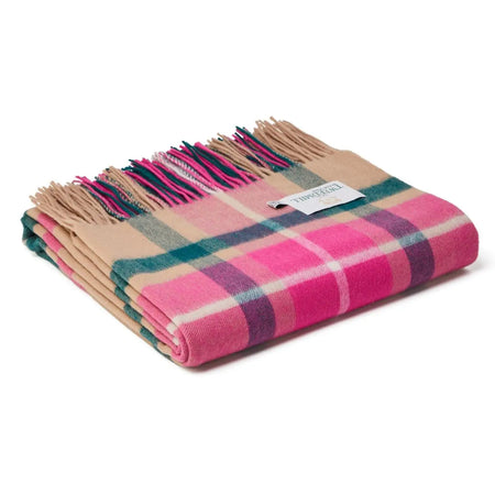 Lambswool Bright Check Throw - Rose