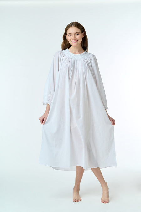 Cotton Voile Nightdress - White Smock