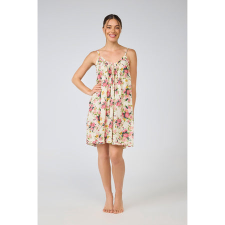 Frilled Cotton Voile Slip  - Rose