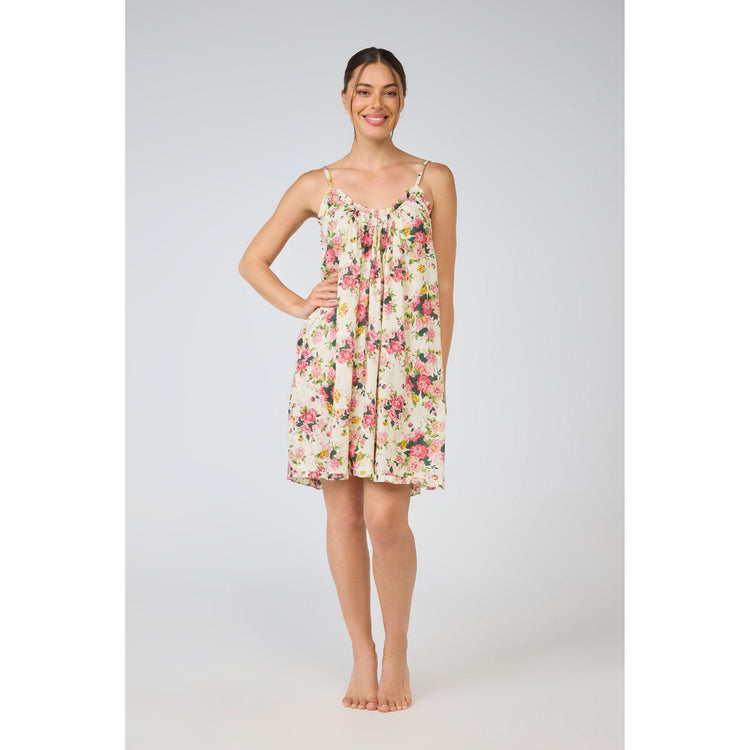 Frilled Cotton Voile Slip  - Rose