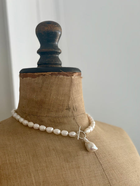 Baroque Freshwater Pearl Necklace - Silver
