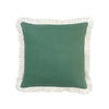 Ruffle Stripe Cushion Cover - Green Linen with Cream