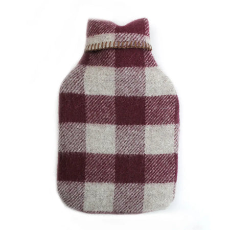 Hot Water Bottle - Burgundy Check