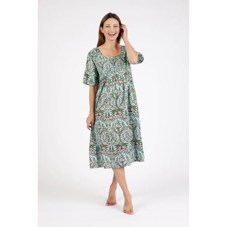 Cotton Voile House Dress - Green