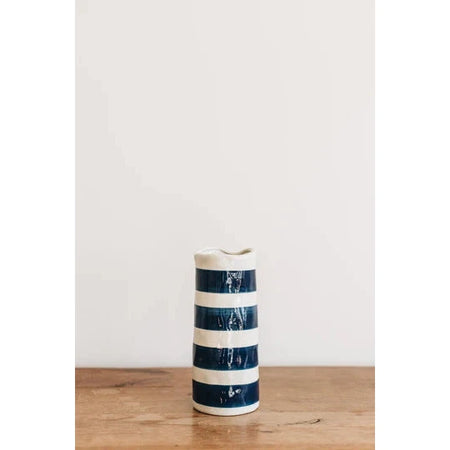Hand-Painted Porcelain Vase - Navy Stripe