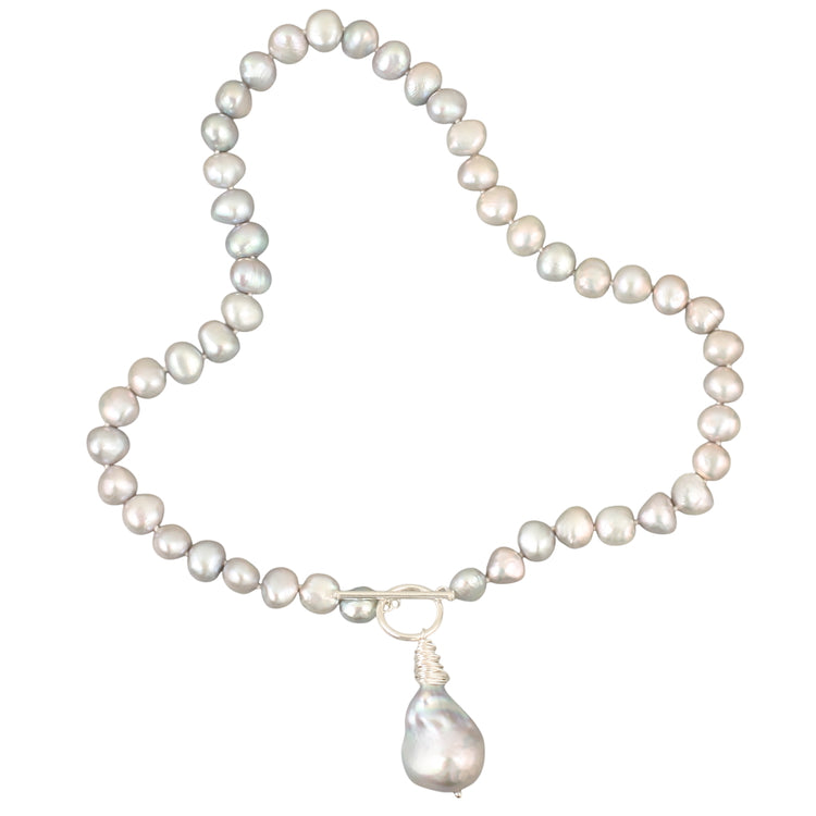 Baroque Freshwater Pearl Necklace - Grey