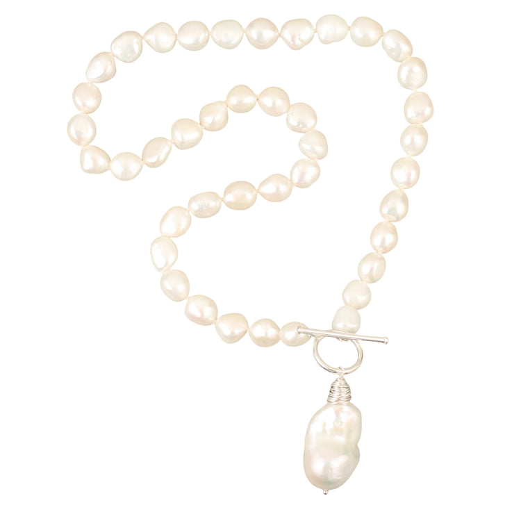 Baroque Freshwater Pearl Necklace - Silver