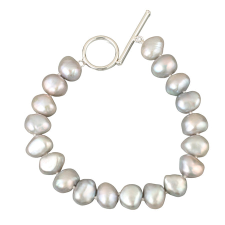 Grey Pearl Bracelet - Silver