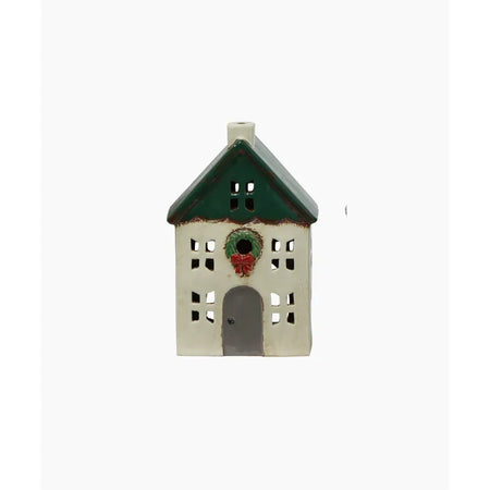 Tealight House - Green Wreath Small