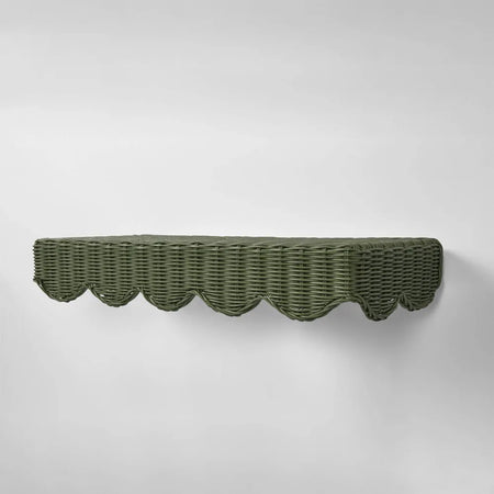 Belle Scalloped Wall Shelf - Olive Green
