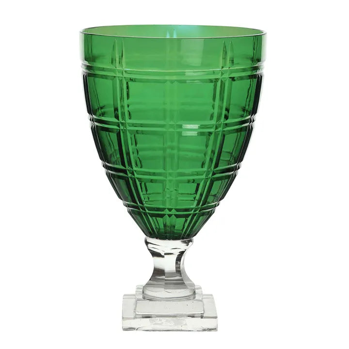 Cut Glass Urn - Green