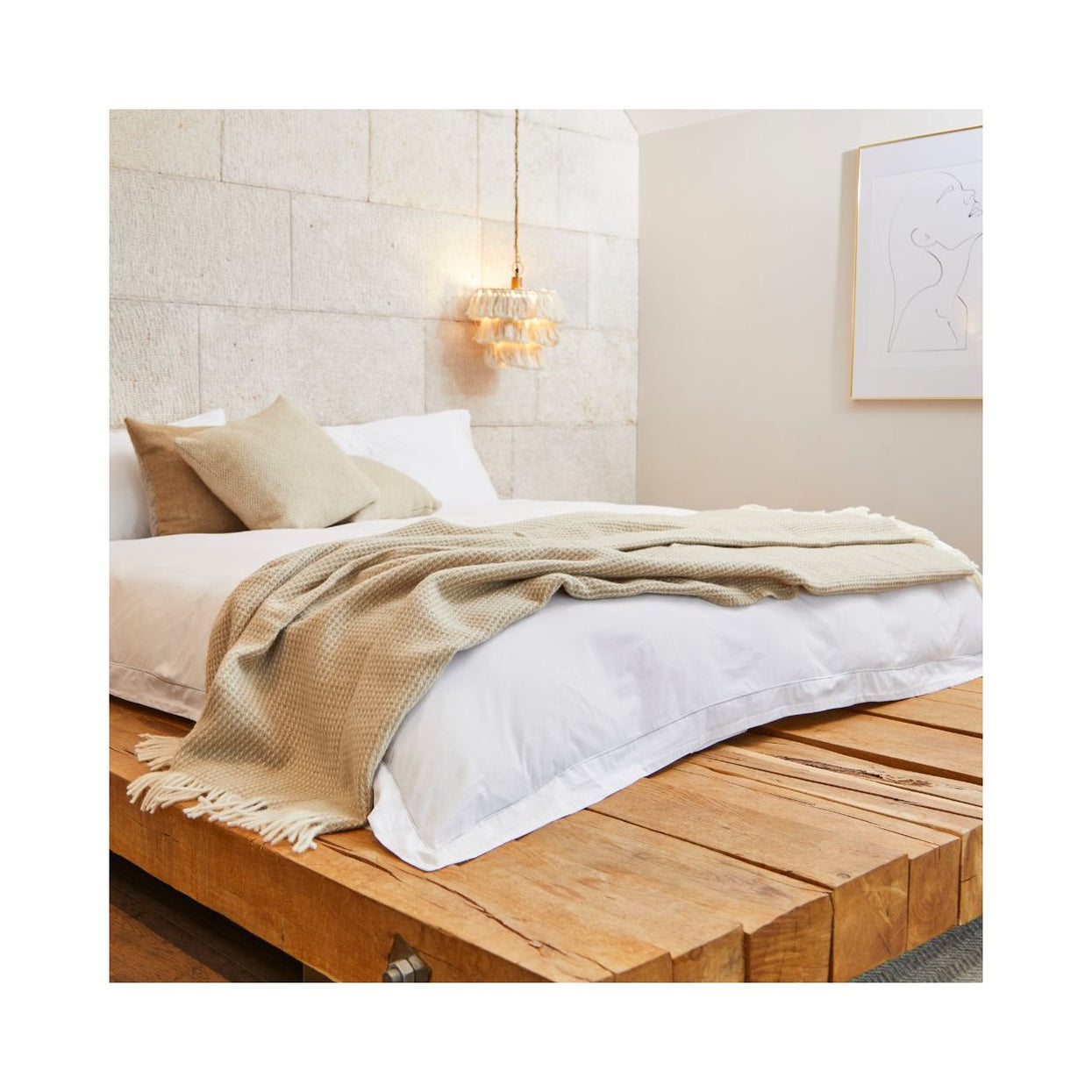 Pre-Order Bespoke Throw Rug Bedspread - Waffle Oatmeal – Farmgate and Twine