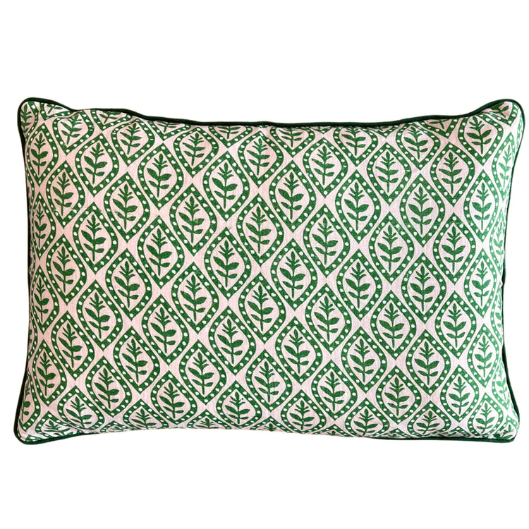 Green & pale Pink Motif Cushion Cover