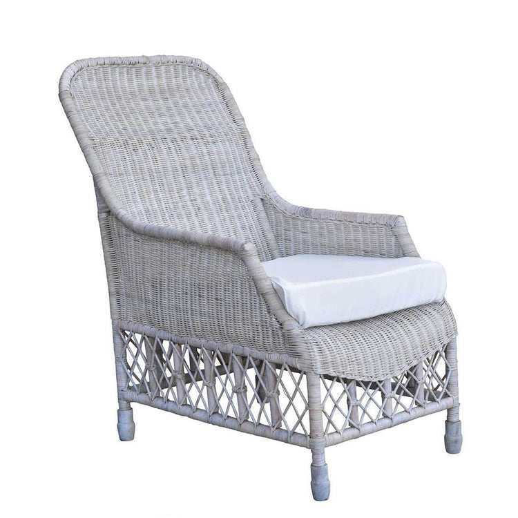 Lattice Rattan Chair - White Wash