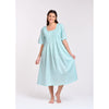Cotton Voile House Dress - Aqua Gingham Smocked