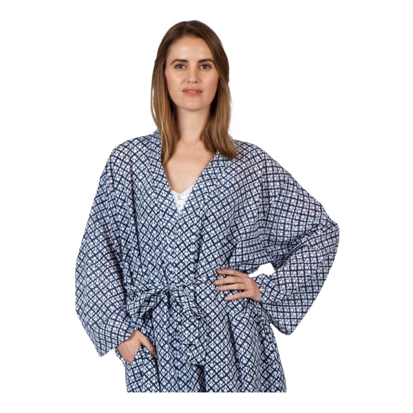 Sleepwear Robe - Navy and White – Farmgate and Twine