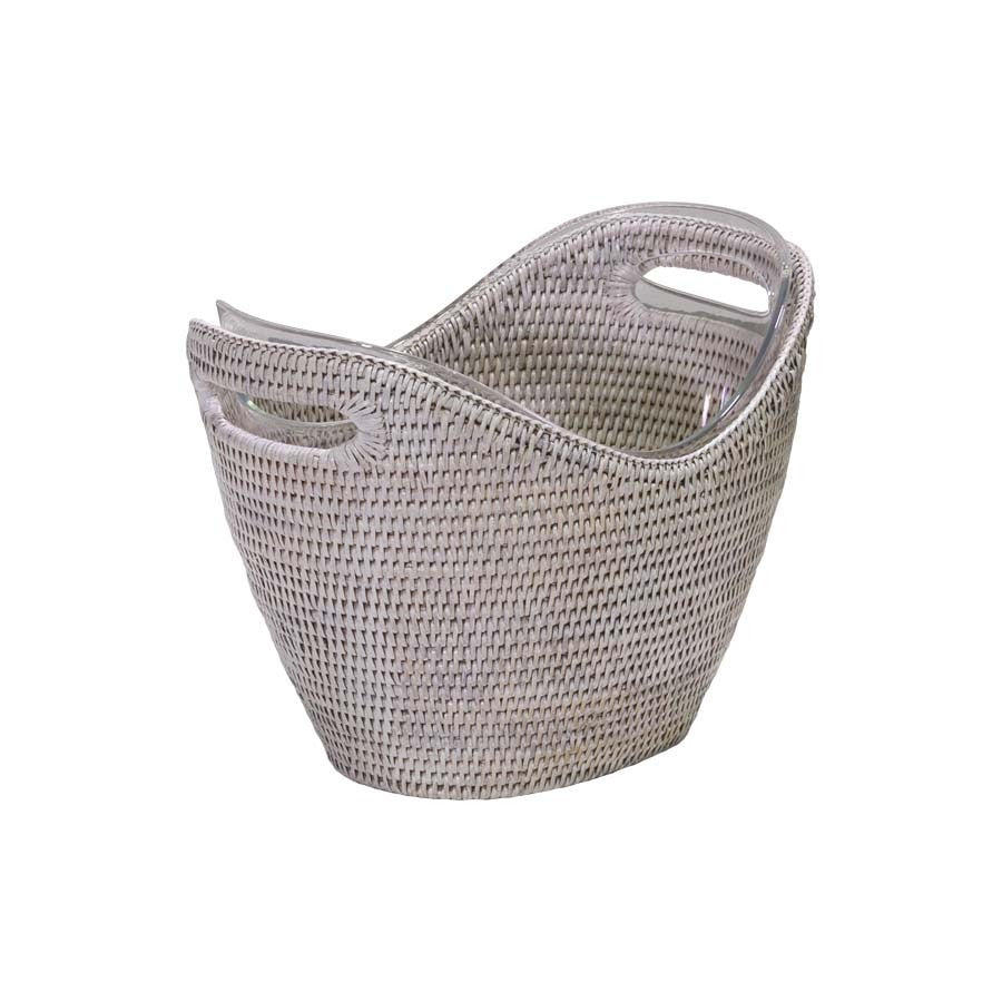 Drinks Basket Rattan Whitewash Farmgate and Twine