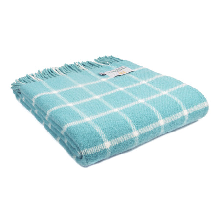 Chequered Check Throw - Aqua Blue