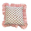 Pink Fleurs & Stripe - Frilled Cushion Cover