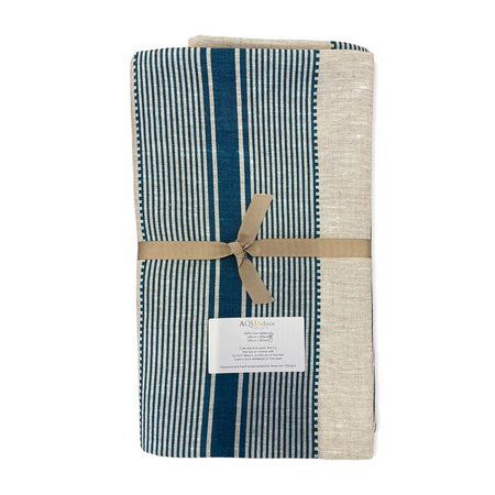 Teal/Navy Country Stripe - Tablecloth & Napkin Set