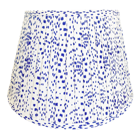 Gathered Lampshade - Speckled Blue & White