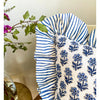 Blue Fleurs & Stripe - Frilled Cushion Cover