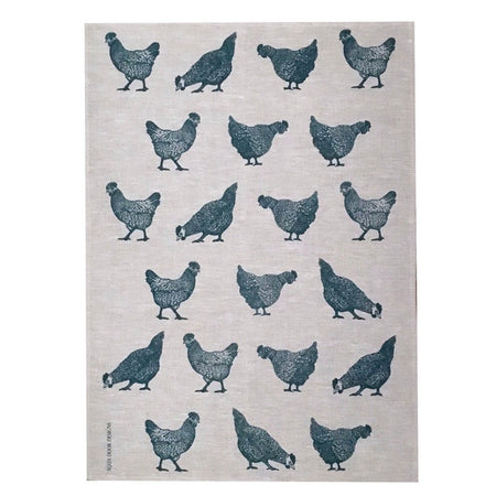 Teal Chooks - Linen Tea Towel